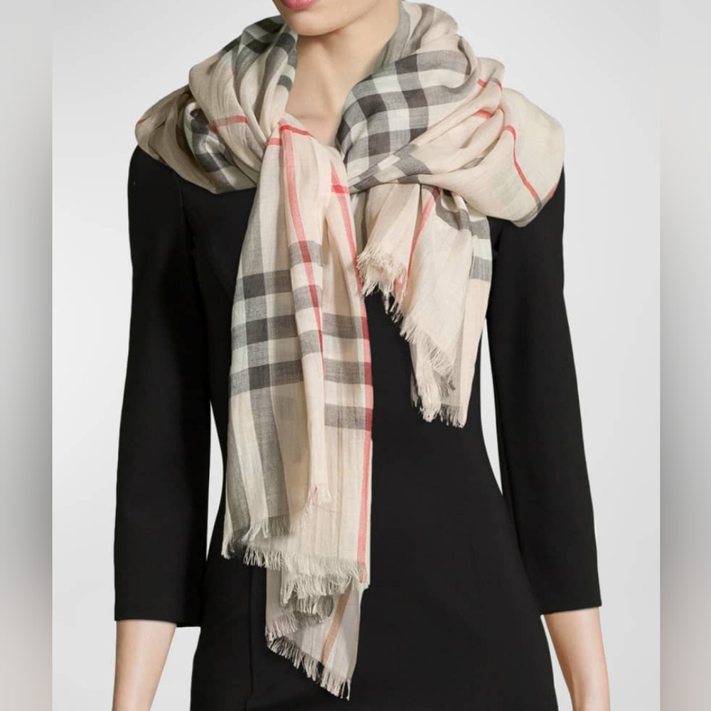 Burberry Giant Check Gauze  Scarf